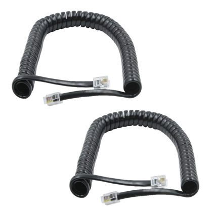 Picture of XANHAM Telephone Handset Cords Uncoiled 6.6 feet(Coiled 0.9 feet) with RJ9 4P4C Connectors Cable for Landline Phone, Black, 2 Pack, Universally Compatible, AV04804