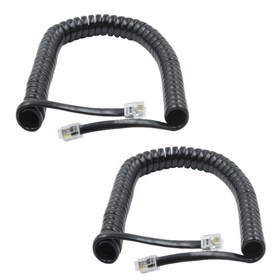 Picture of XANHAM Telephone Handset Cords Uncoiled 6.6 feet(Coiled 0.9 feet) with RJ9 4P4C Connectors Cable for Landline Phone, Black, 2 Pack, Universally Compatible, AV04804