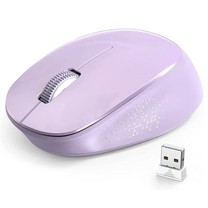 Picture of YXLILI Wireless Mouse for Laptop Ergonomic Computer Cordless Mice Portable Silent Optical Mouse with USB Receiver, 1600DPI for Laptop Windows Chromebook Mac Notebook Desktop (Purple)