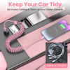 Picture of Coiled Pink iPhone Charger 3 FT 2-Pack Apple CarPlay Cable Car Accessories, [MFi Certified] Short USB to Lightning Cable, Cute iPhone Charger Cord - Pink
