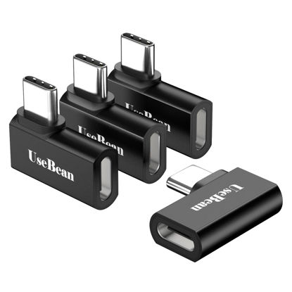 Picture of UseBean USB C Right Angle Adapter 4-Pack, 100W 20Gbps 4K Video USB C 90 Degree Adapter, Type-C Male to Female Extension Extender, iPhone 16 15, MacBook, ROG Ally, Steam Deck, Switch, Galaxy S24