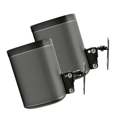 Picture of Play 1 Wall Mount, Black, Pair, Compatible with Sonos Play:1 Only, Twin Pack, Adjustable Swivel & Tilt Mechanism, 2 Mounting Brackets Includes All Fixings