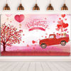 Picture of Valentine's Day Backdrop Valentine Backdrop Background for Photography Happy Valentine's Day Backdrop Banner Photo Booth Props Red Heart Backdrop for Mother's Valentine's Day Decoration (Truck)