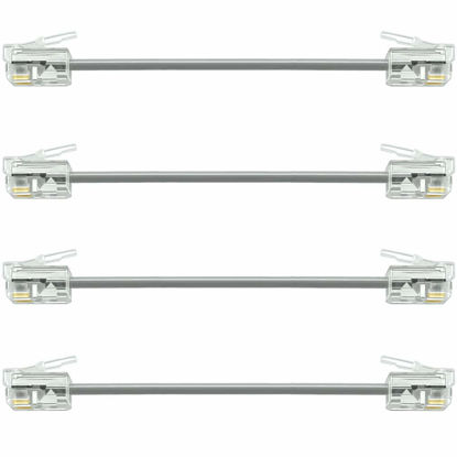 Picture of NECABLES 4Pack 3 Inch Short Phone Cord Short Telephone Cord Short Phone Line Cord Wall Phone Cord RJ11 6P4C Male to Male for Landline