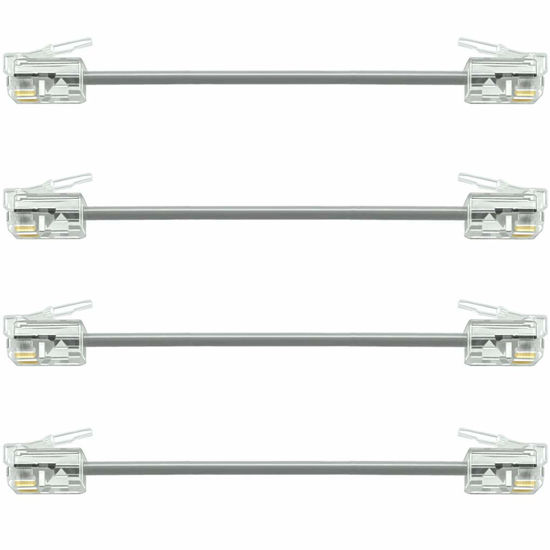 Picture of NECABLES 4Pack 3 Inch Short Phone Cord Short Telephone Cord Short Phone Line Cord Wall Phone Cord RJ11 6P4C Male to Male for Landline