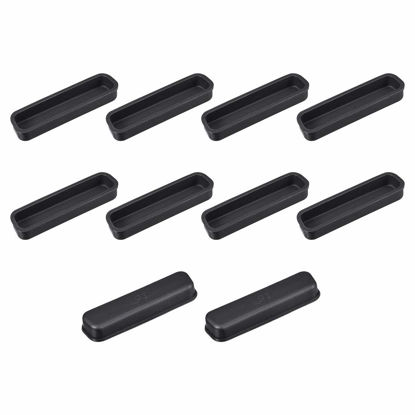 Picture of uxcell 10pcs LPT DB-25 Silicone Protectors Port Anti Dust Cap Cover 38mmx8mmm Black