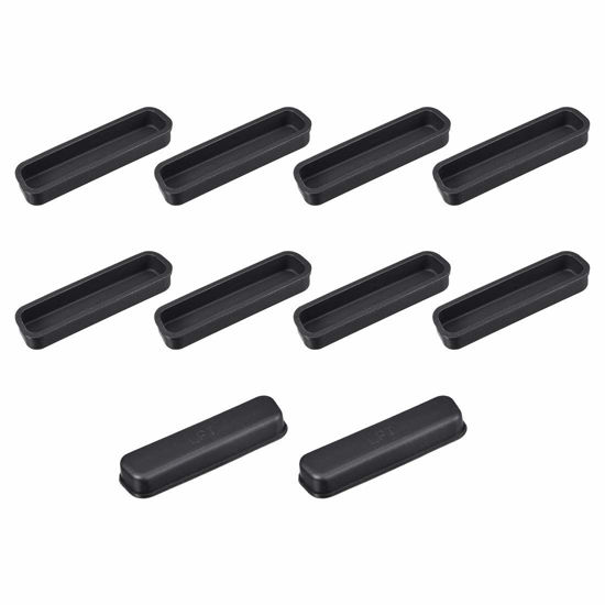 Picture of uxcell 10pcs LPT DB-25 Silicone Protectors Port Anti Dust Cap Cover 38mmx8mmm Black