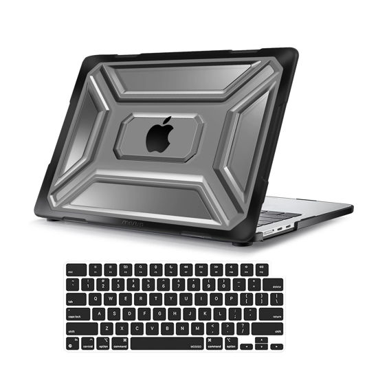 Picture of MOSISO Compatible with MacBook Air 13 inch Case 2025 2024 2023 2022 M3 A3113 M2 A2681, Heavy Duty Plastic Hard Shell Cover with TPU Bumper&Keyboard Cover for MacBook Air 13.6 inch Case, Black