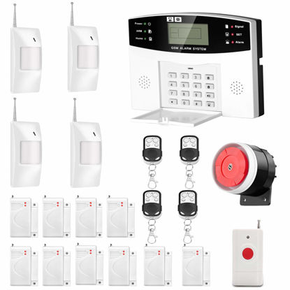 Picture of AGSHOME Security Alarm System 99+7 Zone Auto Dial GSM SMS Home Burglar Security Wireless GSM Alarm System Detector Sensor Kit Remote Control