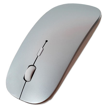 Picture of SUNGI Bluetooth Mouse for Laptop/Tablet/iPhone/Android PC,Rechargable Quiet Slim Mice Compatible with Windows/Linux,Silver(Not for Mac, MacBook)