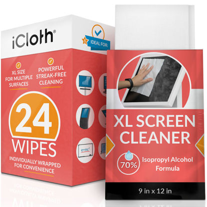 Picture of iCloth 70% IPA Computer and Electronics Cleaning Wipes for Screens, Keyboards, Controllers, Periferals, Pro-AV-Grade, Individually Wrapped (24 X-Large)