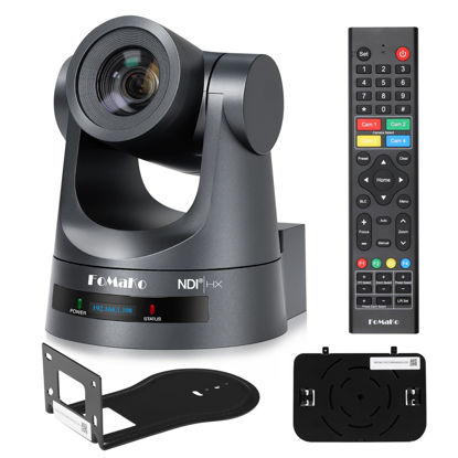 Picture of FoMaKo NDI PTZ Camera, 30X-NDI Camera HDMI 3G-SDI LAN POE 1080P/60FPS Broadcast Live Streaming NDI Camera for Church Supports vMix OBS (30X Zoom NDI Camera) KN30A-G Gray