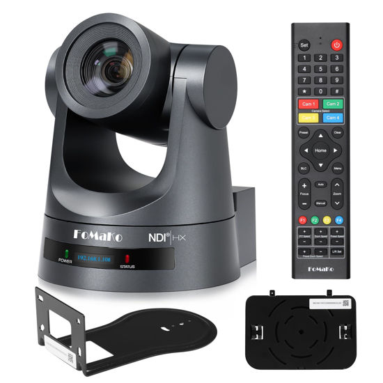 Picture of FoMaKo NDI PTZ Camera, 30X-NDI Camera HDMI 3G-SDI LAN POE 1080P/60FPS Broadcast Live Streaming NDI Camera for Church Supports vMix OBS (30X Zoom NDI Camera) KN30A-G Gray