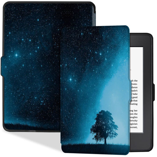 Picture of BOZHUORUI Slim Case for Kindle Paperwhite 5th/6th/7th Generation Prior to 2018 (2012-2017 Release,Model EY21 & DP75SDI) - Premium PU Leather Protective Cover with Auto Sleep/Wake (Vast Starry Sky)