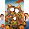 Picture of Lunmon Autumn Pumpkin Backdrop for Photography Pumpkin Photo Props with Head Cutout Thanksgiving Harvest Background for Fall Decorations Party Supplies 6 x 4 ft with 10 Meter Rope