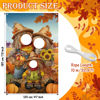 Picture of Lunmon Autumn Pumpkin Backdrop for Photography Pumpkin Photo Props with Head Cutout Thanksgiving Harvest Background for Fall Decorations Party Supplies 6 x 4 ft with 10 Meter Rope