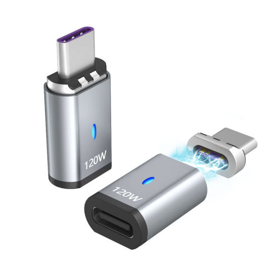 Picture of SHEEAST Magnetic USB C Adapter Straight 2 Pack 100w USB C Magnetic Adapter Fast Charging 5Pin 480Mbps Data Transmission