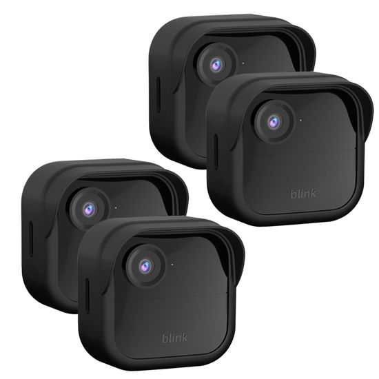 Picture of Silicone Case Cover for All-New Blink Outdoor 4 (4th Gen) - Weatherproof Protective Skin Cover with Hat Brim for All-New Blink Outdoor 4 Smart Security Camera (Black, 4 Pack)