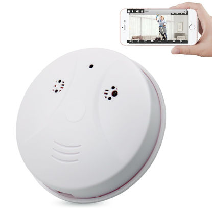 Picture of Mini Detector Camera, HD 1080P Wireless Security Nanny Cam Smoke Detector Camera with Motion Detection/Night Vision/Remote View for Home and Office Surveillance, No Audio