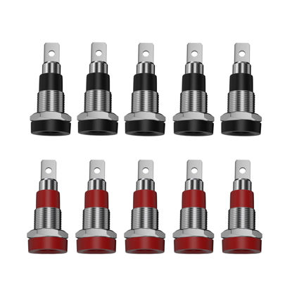 Picture of Borsuer Banana Jack, 10Pcs Female Banana Plug Connectors Brass Soldering or Crimping Type Banana Plug Adapters Panel Mount Binding Post for DIY Test Projects or 4mm Banana Jack Socket