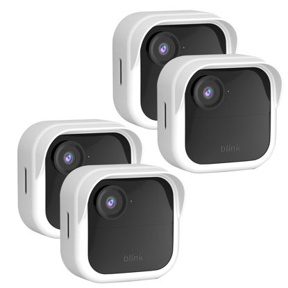 Picture of Silicone Case Cover for All-New Blink Outdoor 4 (4th Gen) - Weatherproof Protective Skin Cover with Hat Brim for All-New Blink Outdoor 4 Smart Security Camera (White, 4 Pack)
