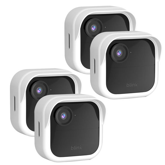 Picture of Silicone Case Cover for All-New Blink Outdoor 4 (4th Gen) - Weatherproof Protective Skin Cover with Hat Brim for All-New Blink Outdoor 4 Smart Security Camera (White, 4 Pack)