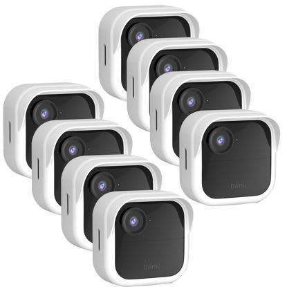 Picture of Silicone Case Cover for All-New Blink Outdoor 4 (4th Gen) - Weatherproof Protective Skin Cover with Hat Brim for All-New Blink Outdoor 4 Smart Security Camera (White, 8 Pack)