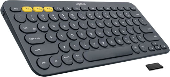 Picture of Logitech K380 Bluetooth Keyboard - Windows, Mac, Chrome OS, Android, iPad, iPhone, Apple TV Compatible - with Flow Cross, Dark Grey, Bulk Packaging