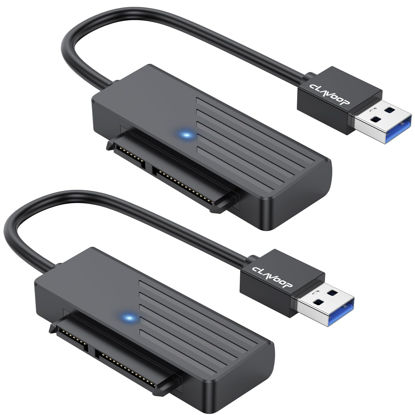 Picture of CLAVOOP SATA to USB 3.0 Adapter 2 Pack, USB SATA III Hard Drive to USB Adapter Cable, External Converter Compatible for 2.5 Inch SSD Data Transfer