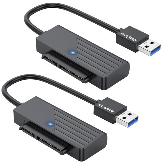 Picture of CLAVOOP SATA to USB 3.0 Adapter 2 Pack, USB SATA III Hard Drive to USB Adapter Cable, External Converter Compatible for 2.5 Inch SSD Data Transfer