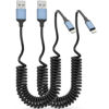 Picture of Coiled Lightning Cable for Car, [MFi Certified] 2Pack Retractable iPhone Charger Cord Apple Car Play USB to Lightning Cable 3FT Coiled iPhone Charger Cord for iPhone14/13/12/11/8/7/Plus/6S iPad/iPod
