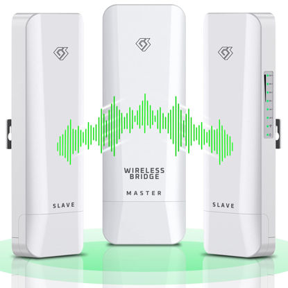 Picture of Point to Point/Multipoint, 5.8GHz Outdoor Wireless Bridge to Provide Network Communication for Shop, Barn, Garage Building, 3KM Long Distance Pre-configured Set. (3KM 3-Pack)