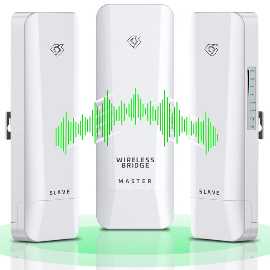 Picture of Point to Point/Multipoint, 5.8GHz Outdoor Wireless Bridge to Provide Network Communication for Shop, Barn, Garage Building, 3KM Long Distance Pre-configured Set. (3KM 3-Pack)