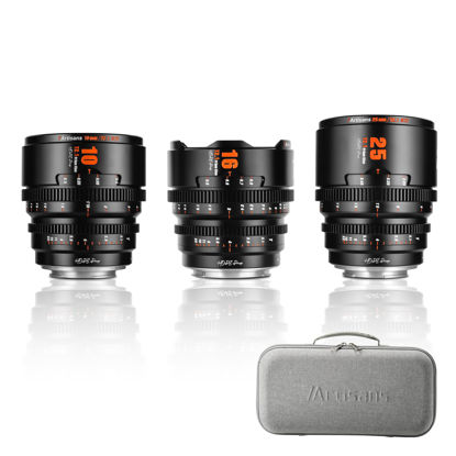 Picture of 7artisans 10mm/16mm/25mm T2.1 Hope Series Professional Cine Lens S35 Frame Set Mirrorless Cameras Lens Compatible for Sony E-Mount(C Frame),for Sony A6500/A6600/A6700/FX30/ZVE-10(Black)