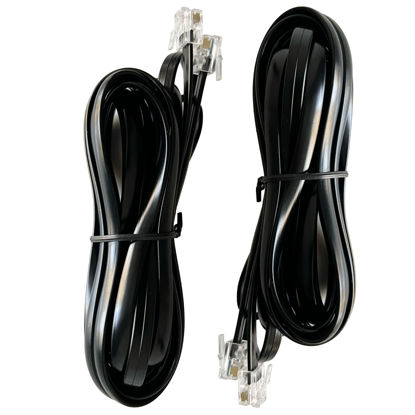 Picture of HiBallBall Telephone Wires, 2 Pack 10 Feet 6P6C Telephone Cord Cable for Landline Phones, RJ12 Male to Male Cables (Straight 6P6C, Black)