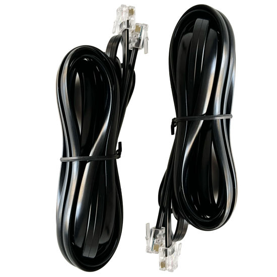 Picture of HiBallBall Telephone Wires, 2 Pack 10 Feet 6P6C Telephone Cord Cable for Landline Phones, RJ12 Male to Male Cables (Straight 6P6C, Black)