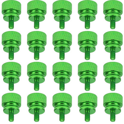 Picture of HELIFOUNER 20 Pieces 6-32 Thread, Green Color Anodized Aluminum Computer Case Thumbscrews, Thumb Screws for Computer Case/Cover/Power Supply/Hard Drives