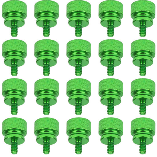Picture of HELIFOUNER 20 Pieces 6-32 Thread, Green Color Anodized Aluminum Computer Case Thumbscrews, Thumb Screws for Computer Case/Cover/Power Supply/Hard Drives