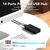 Picture of SENTANK Powered USB Hub,14 Ports USB Data Hub Splitter with 6 USB 3.0 Port,4 Charging Port,1 USB-C 3.0 Data Port,1 PD 60W Charging Port w LED Individual On/Off Switches for MacBook,Mac Pro,Laptop/PC