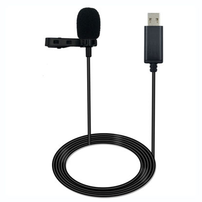 Picture of SPTSSWET USB Type A Lavalier Microphone Noise Cancellation Wired Mic Plug and Play Mic for Laptop,Computer,PC,for YouTube,Recording,Singing,Streaming,Interview,Gaming,Podcasting, 6.6 ft Black
