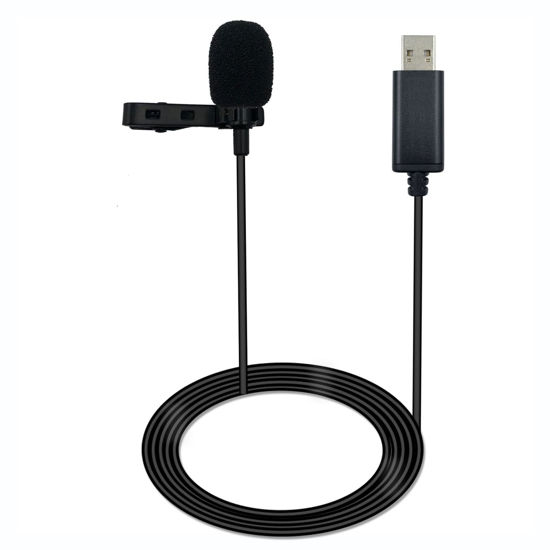 Picture of SPTSSWET USB Type A Lavalier Microphone Noise Cancellation Wired Mic Plug and Play Mic for Laptop,Computer,PC,for YouTube,Recording,Singing,Streaming,Interview,Gaming,Podcasting, 6.6 ft Black