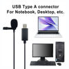 Picture of SPTSSWET USB Type A Lavalier Microphone Noise Cancellation Wired Mic Plug and Play Mic for Laptop,Computer,PC,for YouTube,Recording,Singing,Streaming,Interview,Gaming,Podcasting, 6.6 ft Black