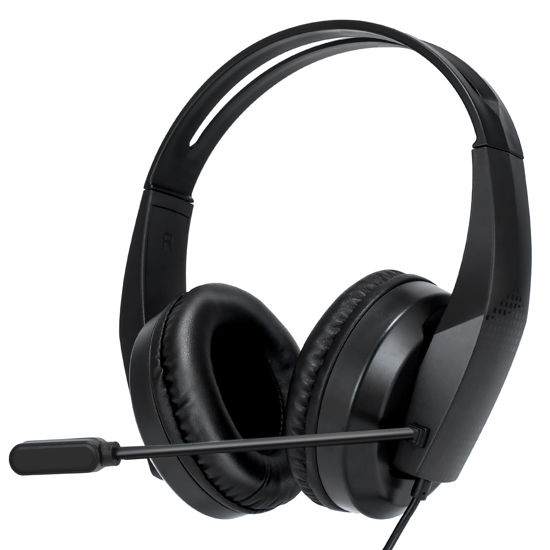 Picture of Grstltd Wired Headset with Mic for Laptop - Computer Headset with Noise Canceling Microphone & Volume Control - 3.5mm Stereo Headphones with Mute for Home Office Class