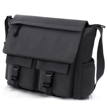 Picture of Lovvento Messenger Bag for Men, Large Crossbody Bag for Women 15.6 Inch Water Resistant Laptop Bag Casual Satchel Shoulder Bag for College Travel Office (Original-black)