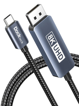 Picture of USB C to DisplayPort Cable 6Ft/2M, 8K Type C to DP 1.4 Cable, Thunderbolt 3 to Displayport Cord 32.4Gbps UHD 8K@30Hz/4K@144Hz/2K@240Hz, Support HBR3 HDR for MacBook Pro/Air, iPad, Samsung Galaxy