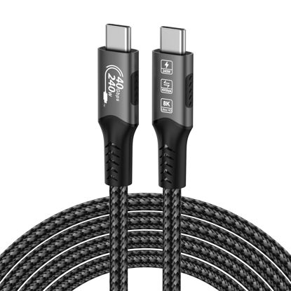 Picture of FDBRO USB 4 Cable [8K@60Hz Video/240W PD 3.1 Fast Charging/40Gbps Data Transfer] USB C to USB C Cable, Compatible with Thunderbolt 3/4, MacBook, SSD, Type-C Devices (Gray & Black, 6FT/1.8M)