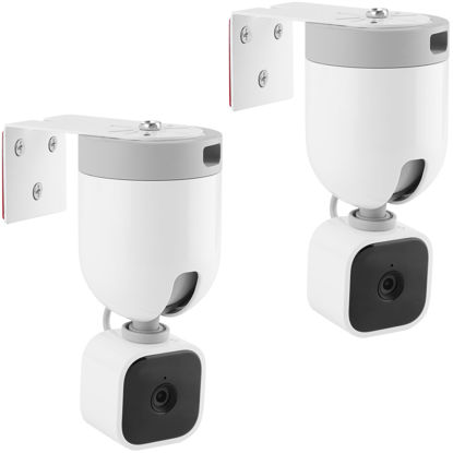 Picture of UYODM 2Pack Adhesive Metal Wall Mount Bracket Compatible with Blink Mini Pan Tilt Camera, VHB Stick On,No Drilling Mounting Bracket for Blink Get The Best View,Two Ways Installation