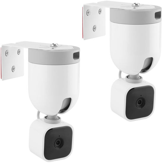 Picture of UYODM 2Pack Adhesive Metal Wall Mount Bracket Compatible with Blink Mini Pan Tilt Camera, VHB Stick On,No Drilling Mounting Bracket for Blink Get The Best View,Two Ways Installation