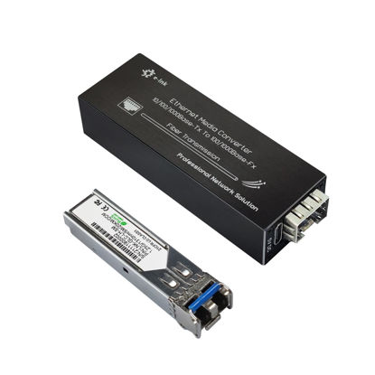 Picture of Micro Mini Gigabit Fiber Media Converter Small Size Ultra-Compact 10/100/1000Mbps Ethernet IP Copper to Fiber Optic Converter with Single Mode 1310nm 20km SFP Module USB Type-C Power Input