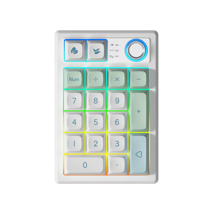 Picture of TISHLED Gasket Creamy Mechanical Numpad Programmable Macro Keypad Wireless 2.4G/Bluetooth 5.0/Wired USB-C RGB Backlit Hot Swappable Number Pad Rechargeable Numeric Keyboard Metal Knob for Win/Mac